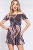 Short Sleeve Off the Shoulder Smocked Floral Print Romper