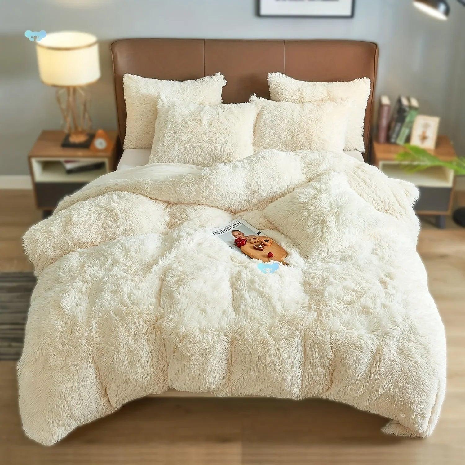 4PCs Plush Duvet Cover Set Luxury Ultra Soft Velvet Duvet