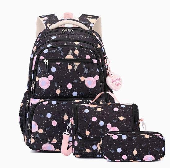 Girls Galaxy Backpack – Cartoon Print Campus School Bag (Backpack or 3-Piece Set)