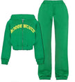 Ins Letter Sports Suit Zip-up Hooded Cropped Sweatshirt  jogging  pant tracksuit Fashion Womens Clothing Two piece joggers