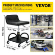 Rolling Garage Stool, 300LBS Capacity, Adjustable Height From 15.7 In To 20.5 In, Mechanic Seat With 360-degree Swivel Wheels And Tool Tray, For Workshop, Auto Repair Shop, Black