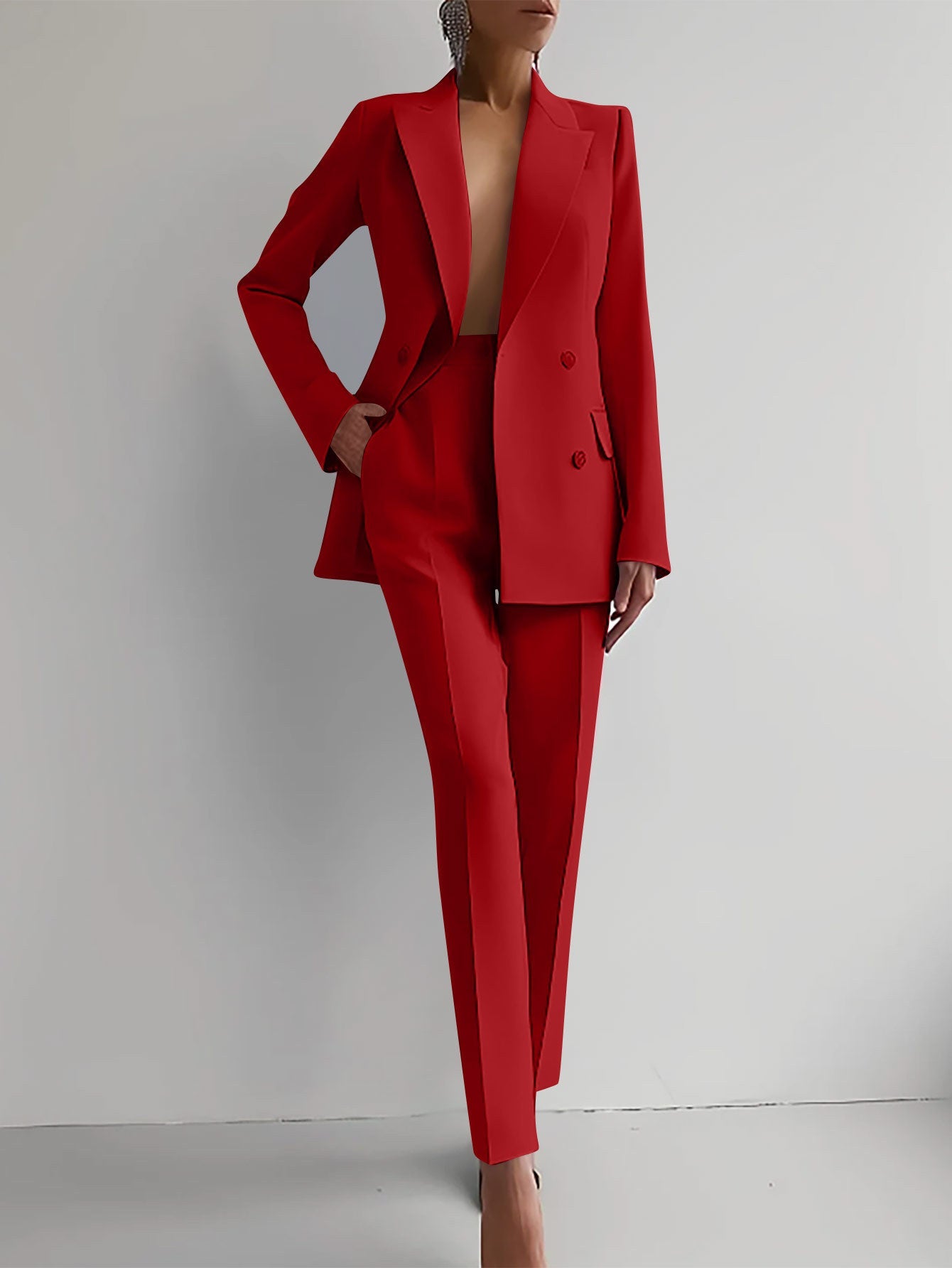 Women's Business Casual Suit Set – Long Sleeve Blazer & Slim Trousers | Canada & USA