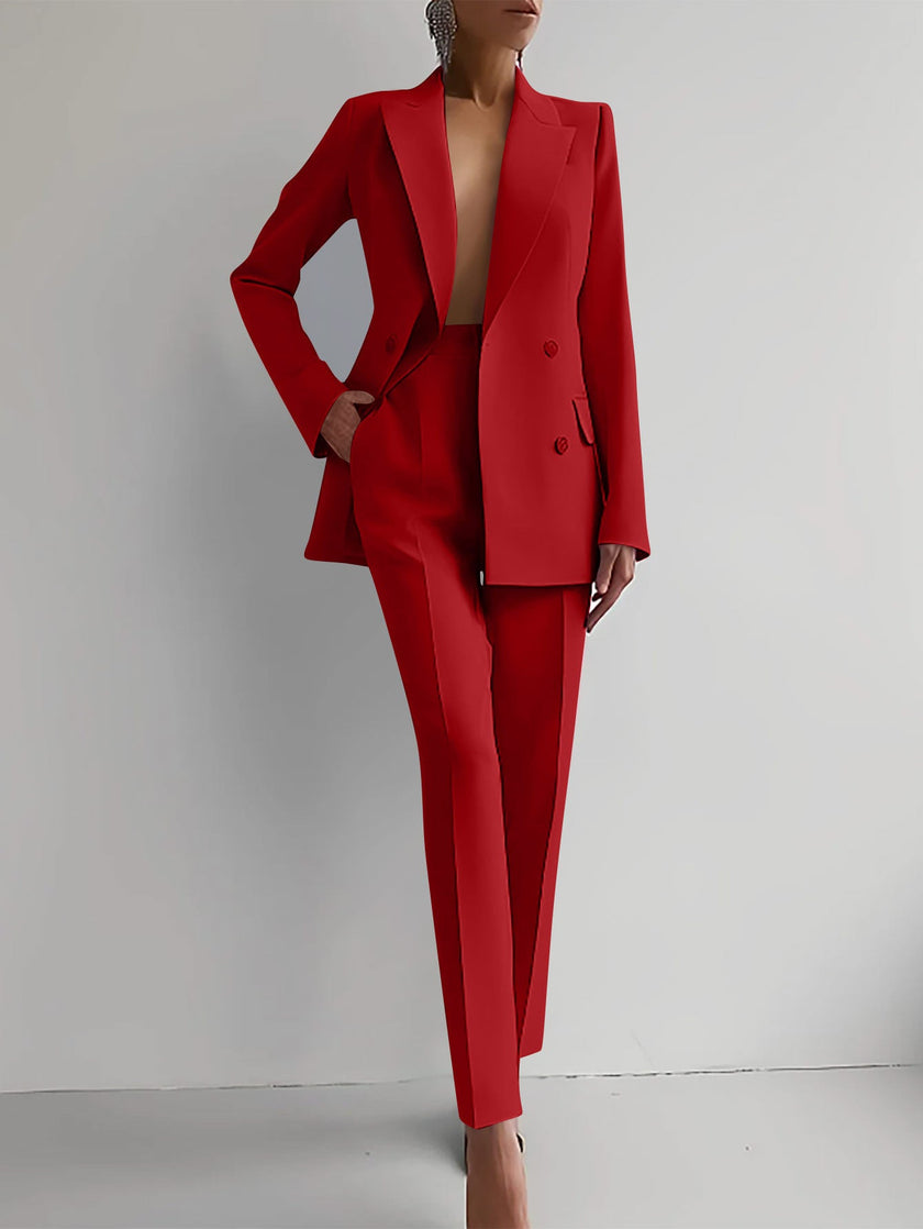 Women's Business Casual Suit Set – Long Sleeve Blazer & Slim Trousers | Canada & USA