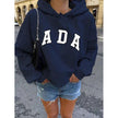 Casual And Versatile Letter Loose Hoodie With Fleece Lining For Women