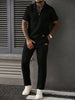 Men's Zip-Up Polo Shirt and Pants Two-Piece Set