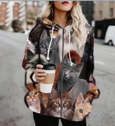 Printed Anime Cartoon Hoodie Casual Fashion - Zip up Hoodie Cardigan for women