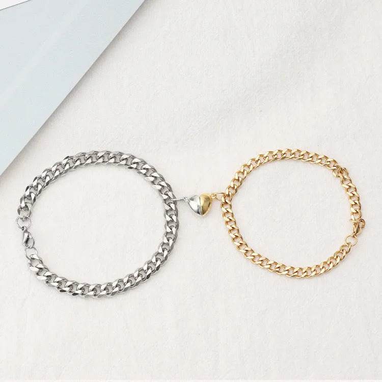 Magnetic Couple Bracelet Suit Cuban Link Chain