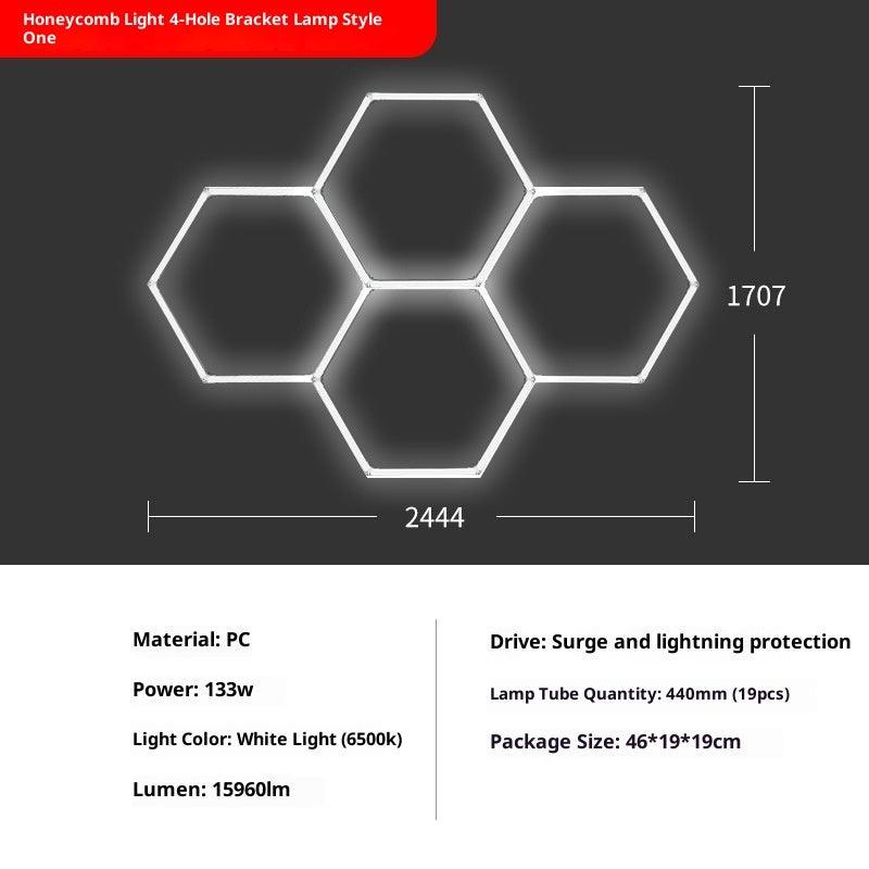 Honeycomb Hexagonal Garage Light 110V, Bracket Mount, Single to Penta Hole Configurations