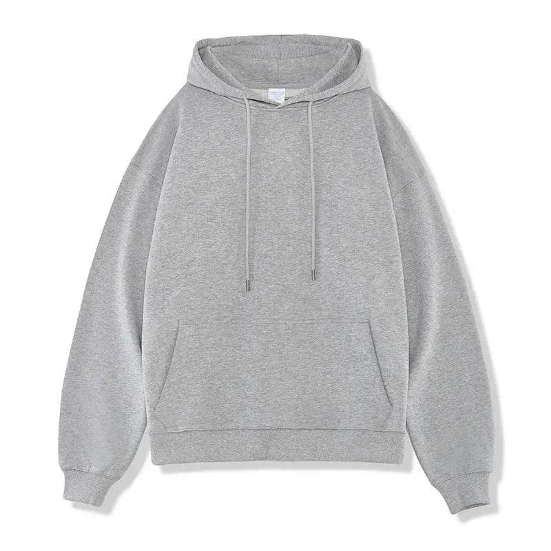 Plain Color American Retro Hoodie Pullover Sweatshirt Men