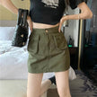 Workwear Denim Skirt Women's A- Line High Waist Mini Cargo Skirt