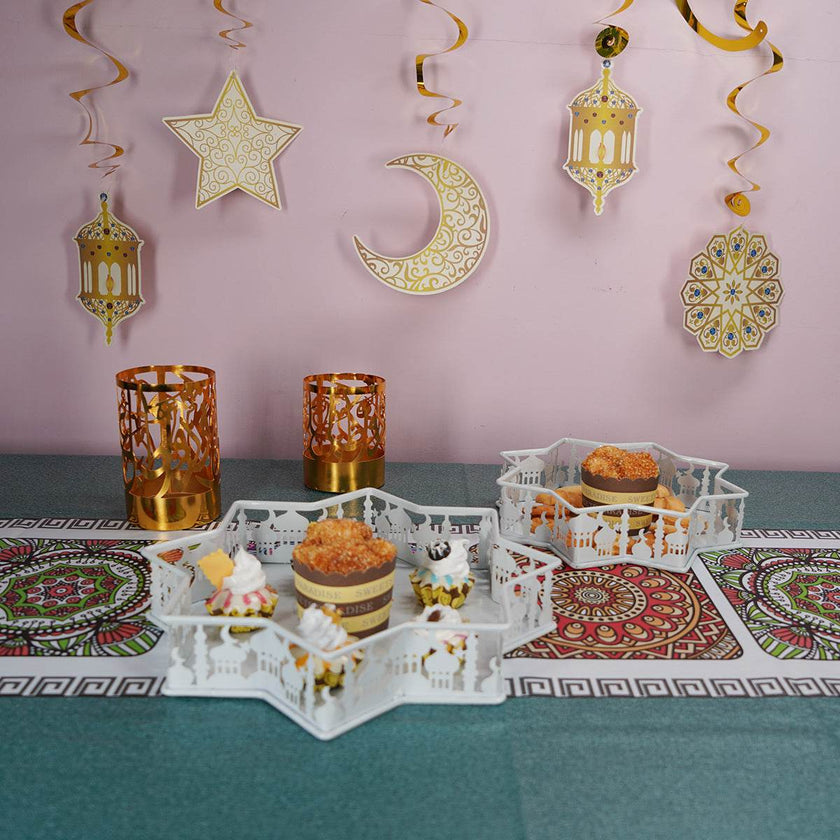 European-style Dessert Table Two-tier Ramadan Iron Castle serving Tray
