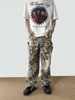 Loose Straight Tree Worn Looking Washed-out Camouflage Printed Cargo pant Men