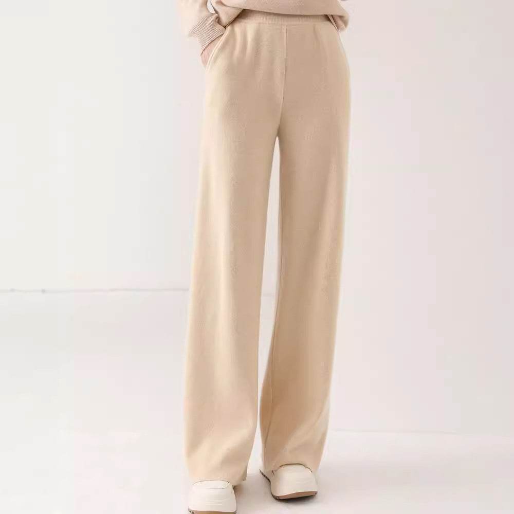 High Waist Casual All-match Knitted Mop Trousers Thickened