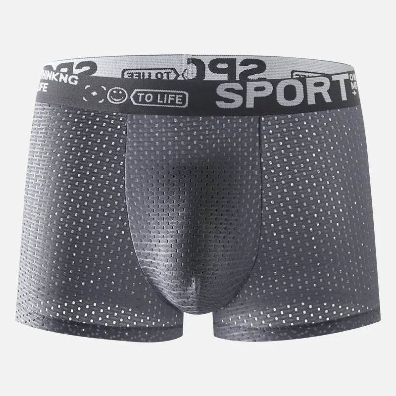Men's Underwear Mid Waist Mesh Ice Silk Mesh SPORT Boxer Brief