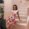 Women's Floral Print V-Neck Sling Dress – Sleeveless Summer Midi Skirt
