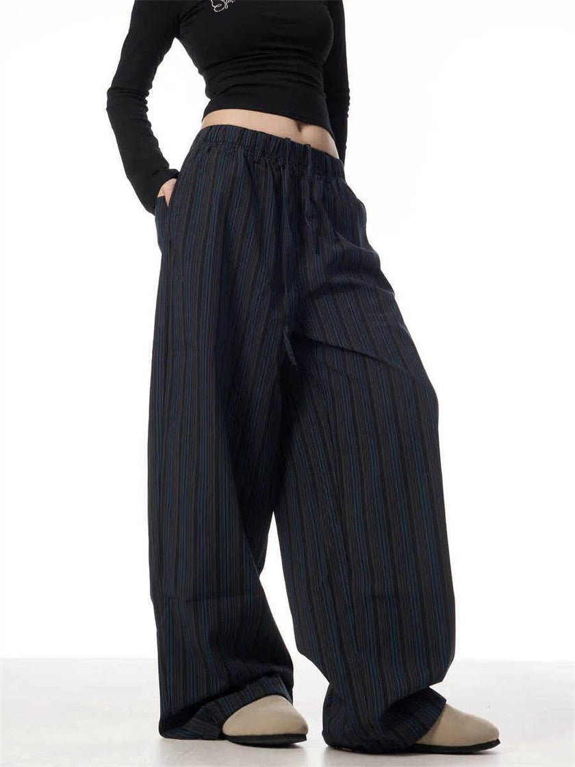 American Vintage Stripe Machete Wide-leg Casual Baggy Trouser Pants Women