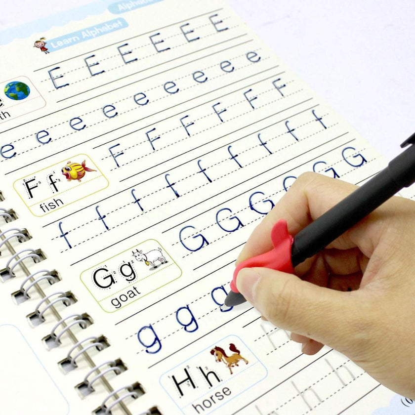 Children's English Calligraphy Copybook Set – Writing Practice Books & Pen (4 Styles)