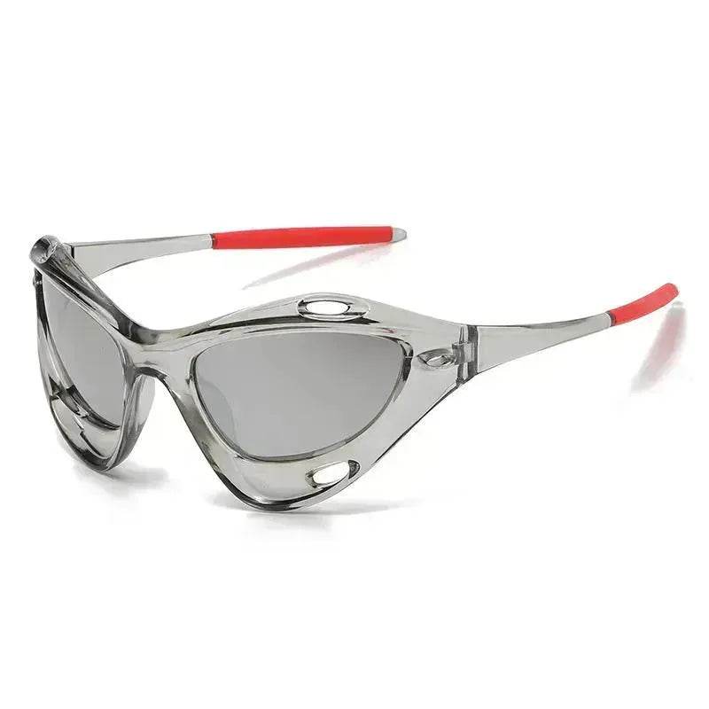 Fashion Large Frame Cat Eye Personality Hollow Out Cycling Sunglasses for Men