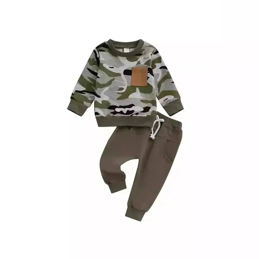 Children's Autumn And Winter Camouflage Suit Unisex Two piece for kids