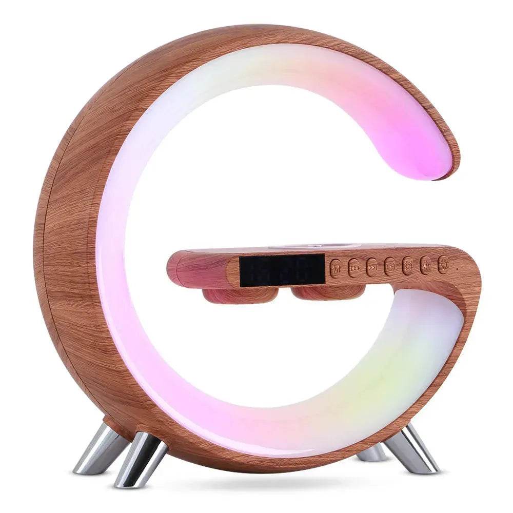 G shaped Wireless Phone Charging Night LED Lamp Bluetooth Speaker
