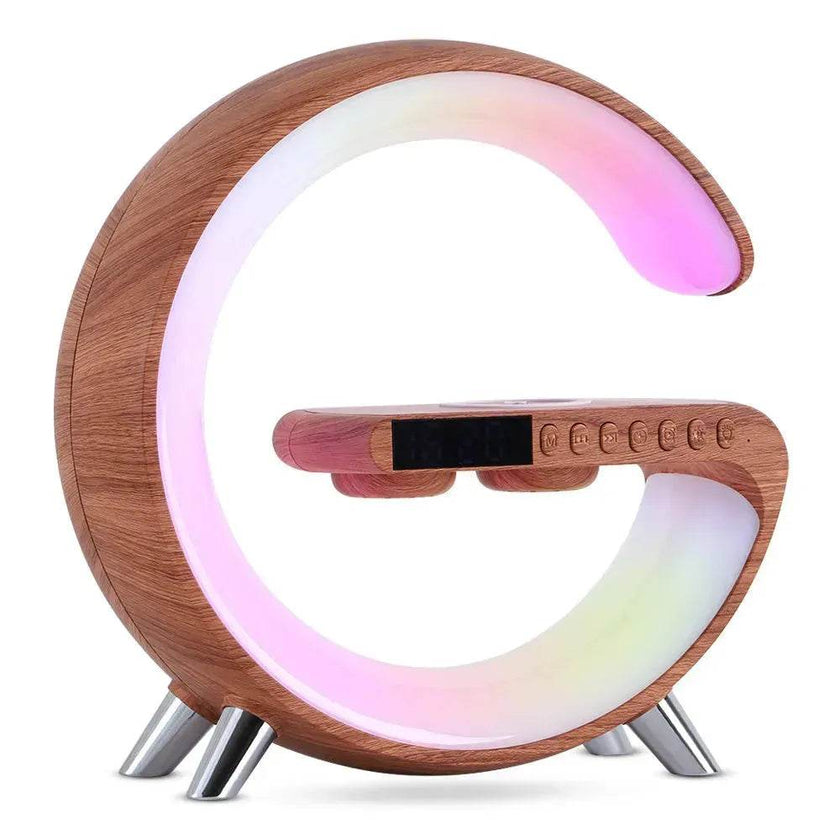 G shaped Wireless Phone Charging Night LED Lamp Bluetooth Speaker