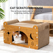 Star & Moon Cutout Cat Scratcher Couch, 56cm Size, With Teaser Ball, For Large & Multi-Cat Households