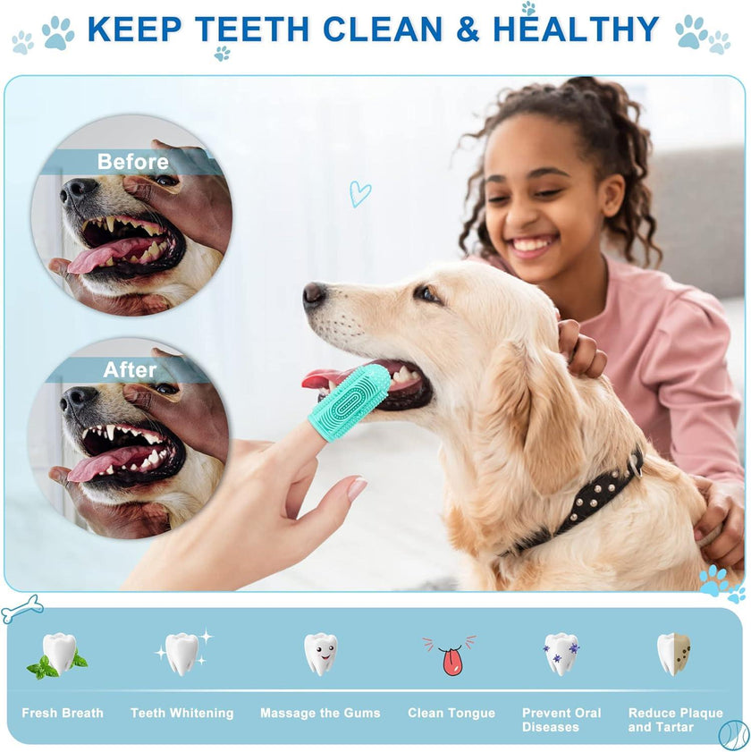 Silicone Pet Finger Toothbrush – Soft BPA-Free Dog & Cat Toothbrush for Teeth Cleaning & Gum Massage