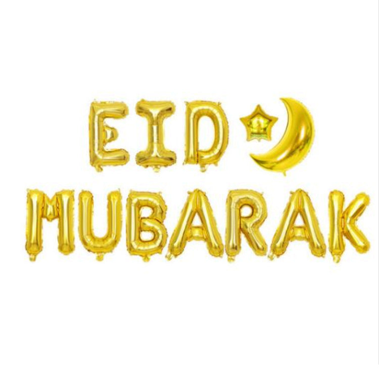 Eid Mubarak Foil Balloon Set – Silver Gold Rose Gold Letter & Crescent Balloons