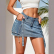 Women's Fashion Y2k Denim Mini Skirt Low Rise Cargo Pencil Short Jeans skirt  Vintage Girls Party Skirt Female Club Streetwear