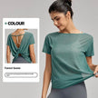 Draping Flab Hiding Yoga Clothes Blouse Sexy Beauty Back Mesh Workout Top