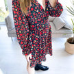 Spring Summer V-neck Long sleeve Floral Mini dress