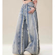 Jeans Destroyed Loose Burrs Wide Leg Bootcut Pants