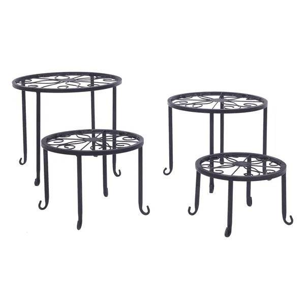 Metal Plant Stand 4 In 1 Potted Irons Planter Supports Floor Flower Pot Round Rack Display