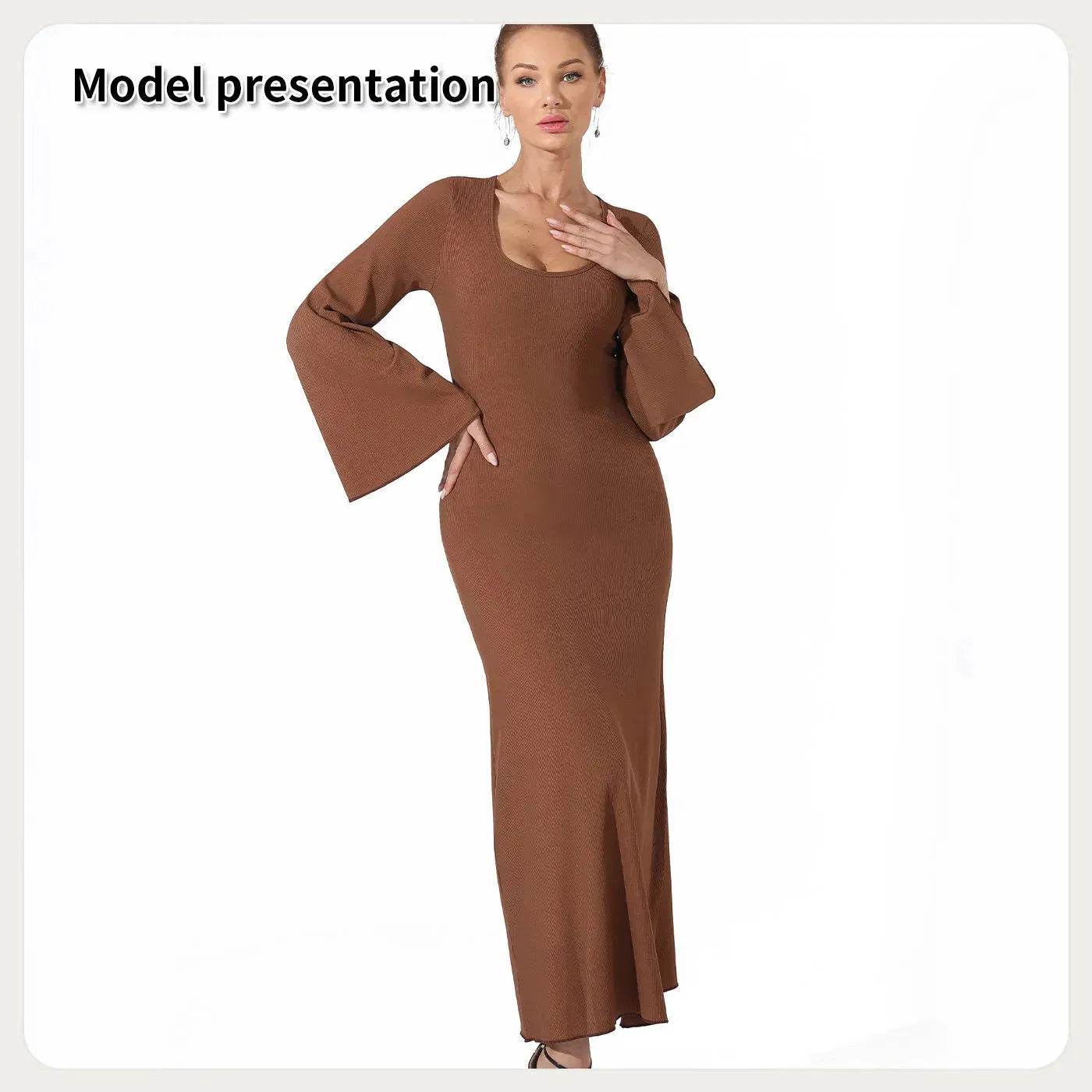 Women's Fashion Simple Plain Long Dress
