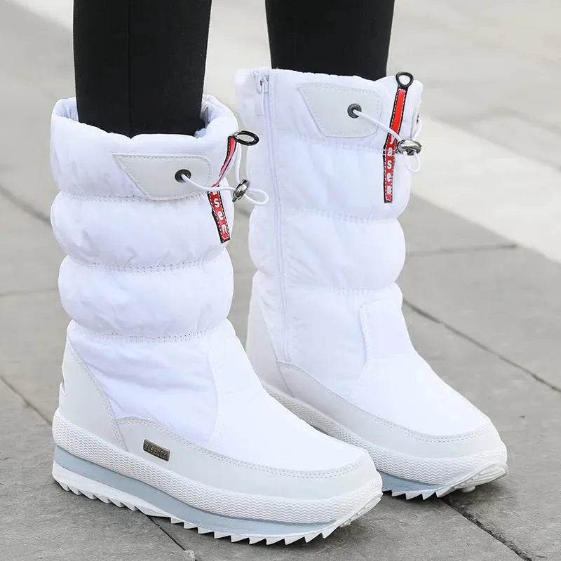 Winter boots New Plus Velvet Thick Cotton Shoes Thermal Middle Tube Waterproof Non-slip Boots