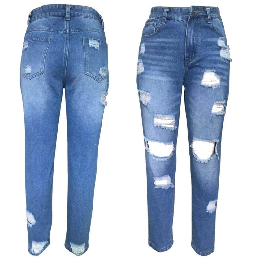 Ripped Slim Fit Baggy Jeans Pant For Women