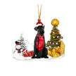 Christmas Family Puppies Decorate Trees With Lights