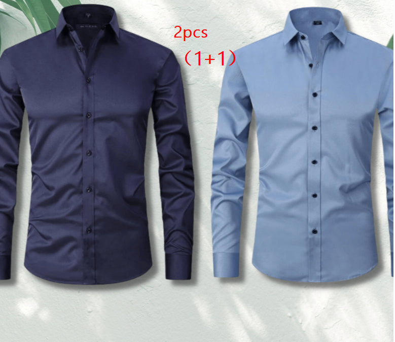 Men's Long Sleeve Business Casual Shirt – Loose Fit, 10 Colors, S–8XL | Canada & USA