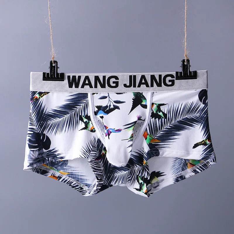 Silk Breathable Mesh Floral Ball sack Brief Boxers with Pouch Underwear
