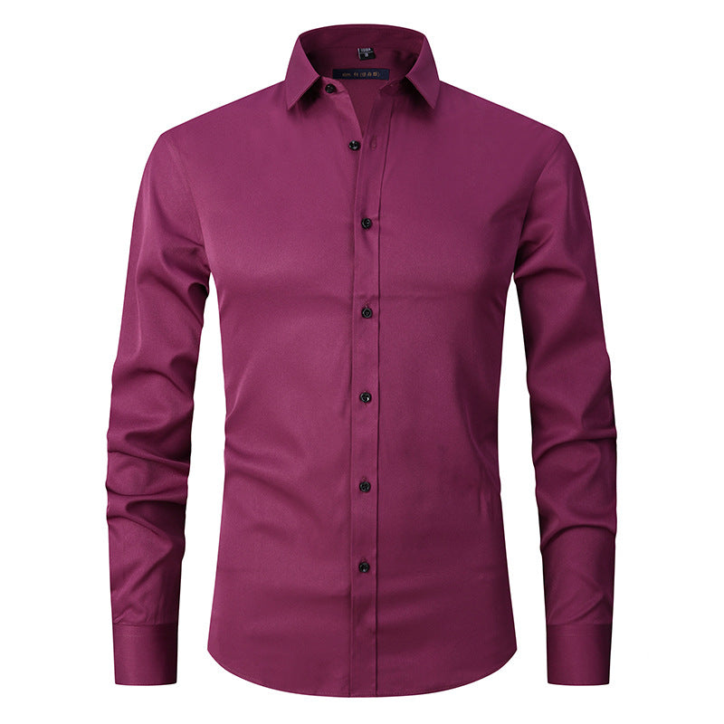 Men's Long Sleeve Business Casual Shirt – Loose Fit, 10 Colors, S–8XL | Canada & USA