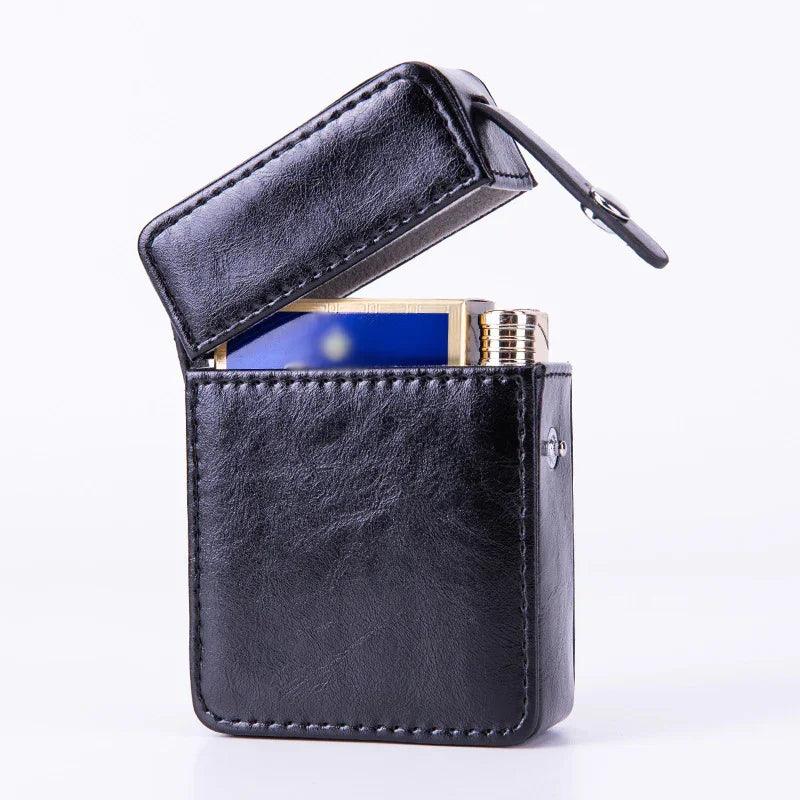Bag Metal Clip Leather Cigarette Flip Cigarette Case