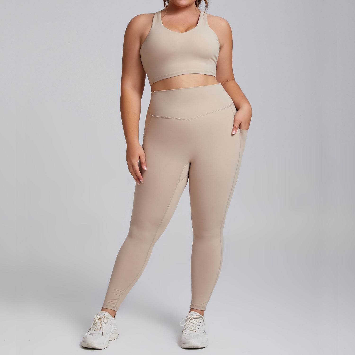 Plus Size Women Sports Workout Gym - Sleeveless Crop and Pant