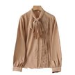 Women neck tie Chiffon Long Sleeve Shirt For work