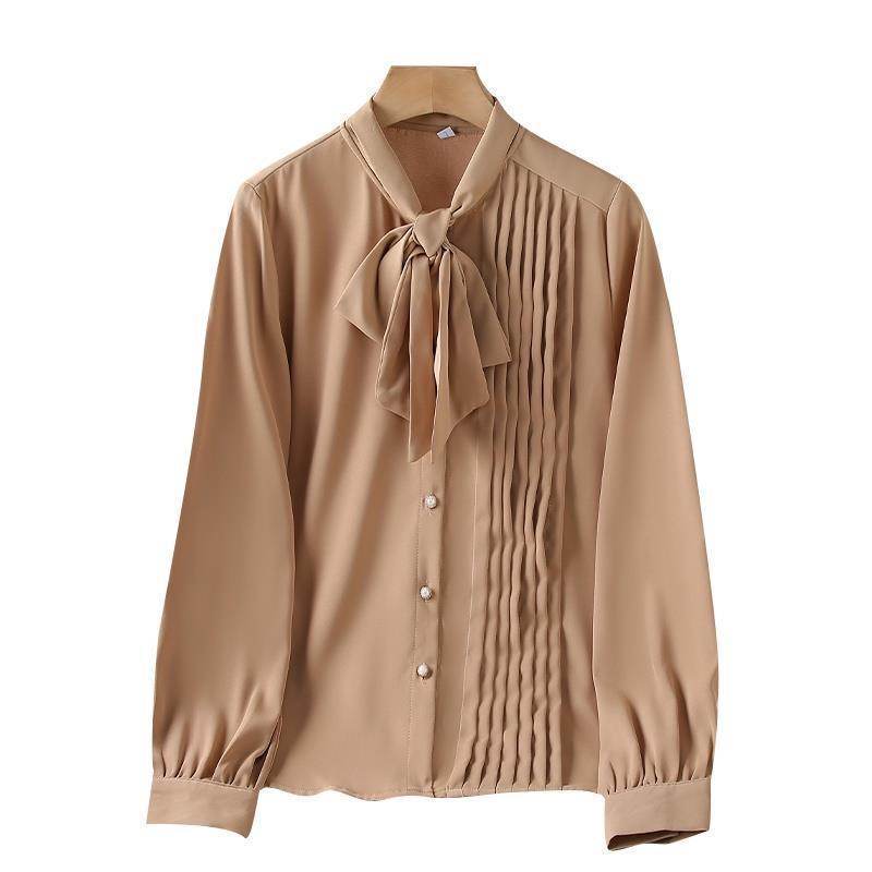 Women neck tie Chiffon Long Sleeve Shirt For work