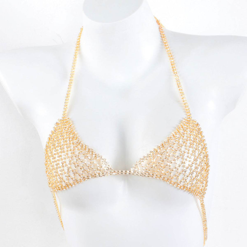 Lingerie Nightclub Body Chains – Diamond Rhinestone Bra and Panties Set