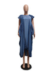 Fashion Faux Denim Large Pocket Loose Dress