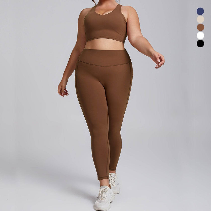 Plus Size Women Sports Workout Gym - Sleeveless Crop and Pant