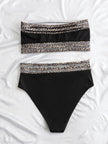 Split Swimsuit Leopard Splicing Strapless