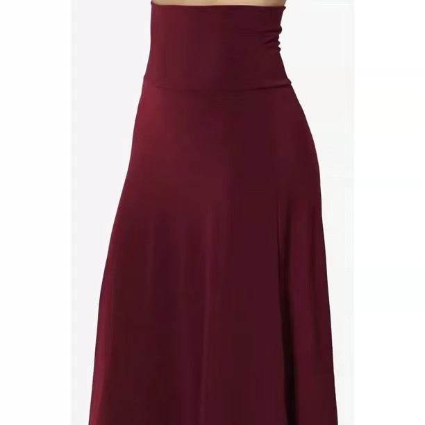 Women's casual High Waist flared Midi Skirt