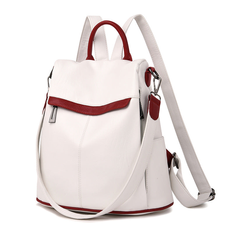 Women's PU Leather Fashion Backpack – Soft Anti-Theft Convertible Bag | Black, Beige, Blue